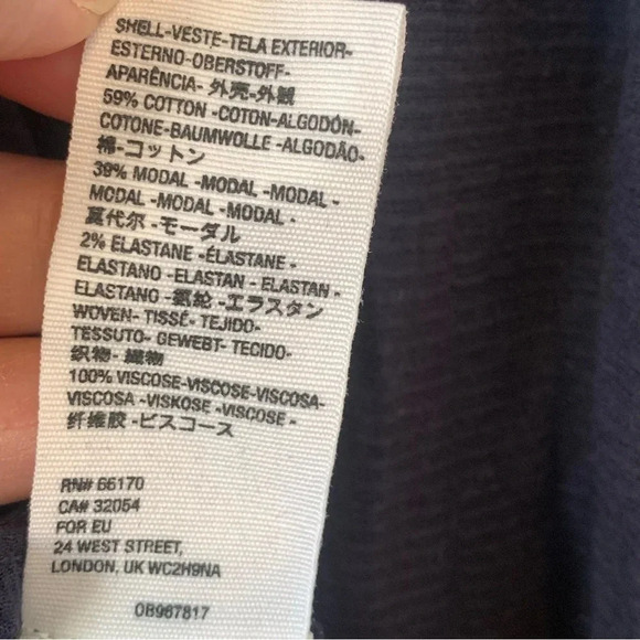 Free People Billie Crop Top Cotton Modal Long Sleeve Puff Cuff Navy Blue XS - Picture 8 of 10